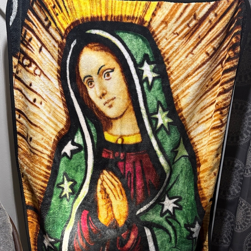 Colorful Blanket with Virgin Mary Design